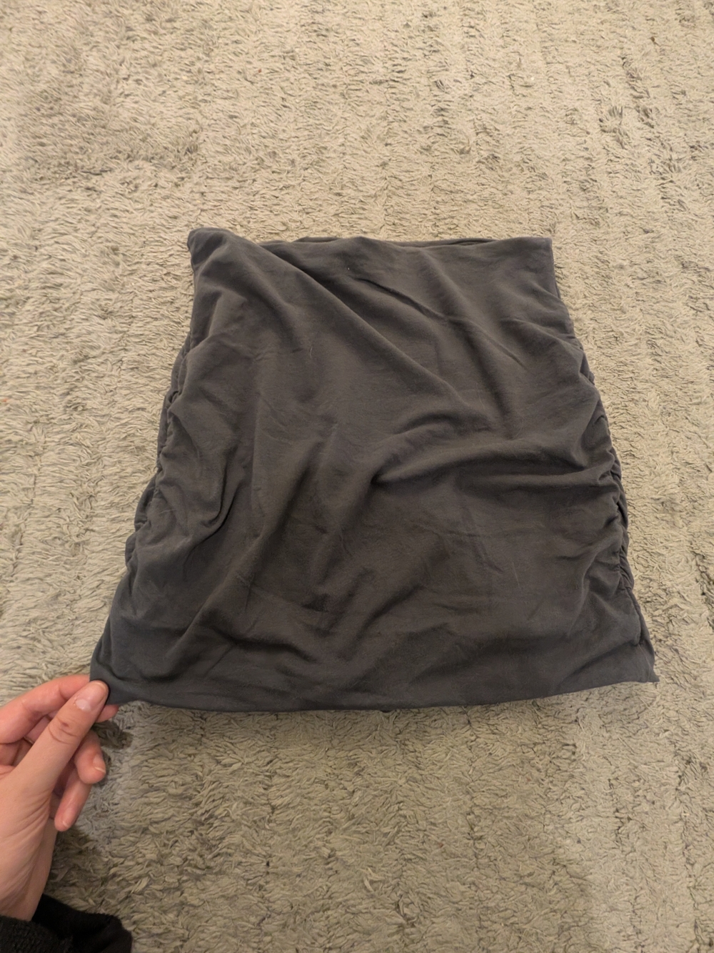 Charcoal Gray Ruched Side Mini Skirt